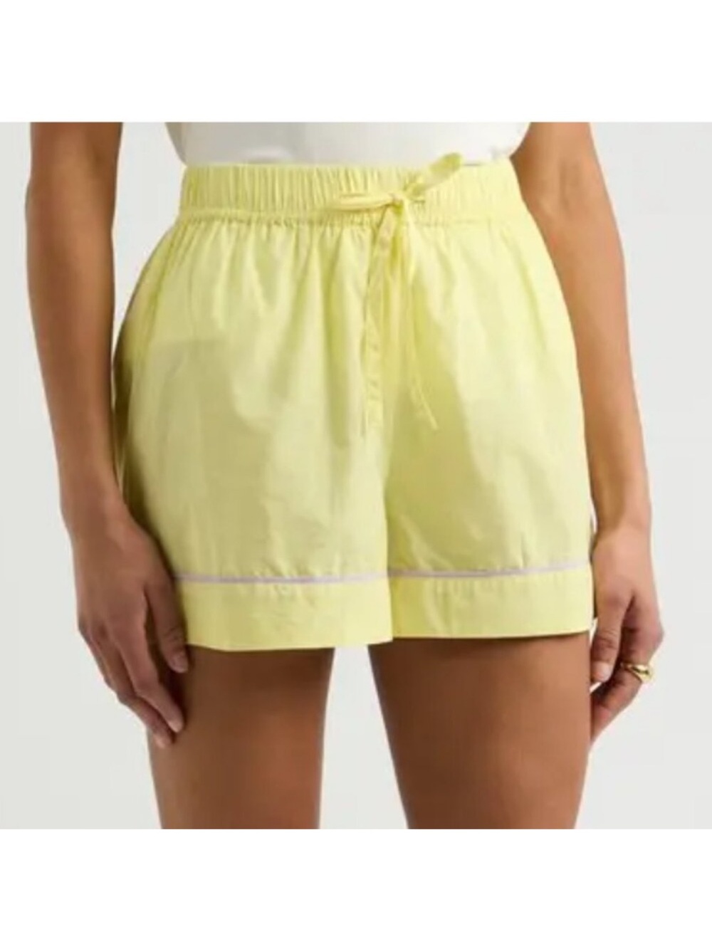 Damson Yellow Elastic Waist Drawstring Shorts New